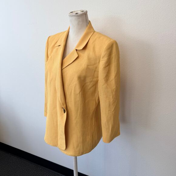 Le Suit Womens Yellow Single Button Long Sleeve Professional Blazer Jacket Sz 10 - Picture 3 of 10